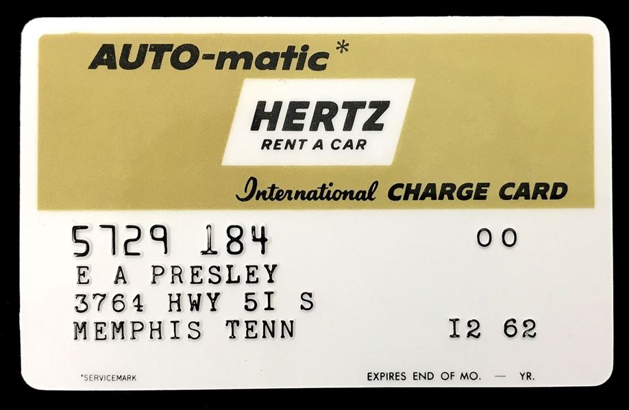Elvis Presley’s 1961 "Hertz Rent A Car" Charge Card and a Hertz Receipt from November 1956 Vacation to Las Vegas with Carbon Copy Signature - From the 1999 Graceland Archives Auction