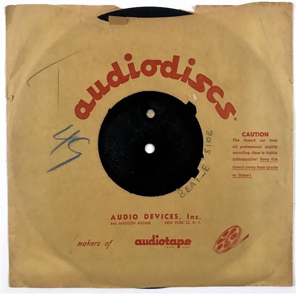 1964 Beatles Capitol Records 45 RPM 8-Inch Acetate of “I Want to Hold Your Hand”