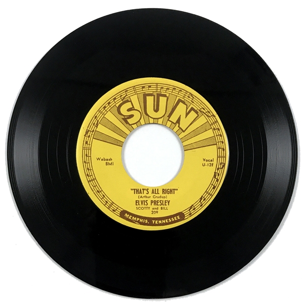 1954 Sun Records 209 Unplayed “File Copy” 45 Single of Elvis Presley’s “That’s All Right” - From Sun Records Promotions Manager Cecil Scaife