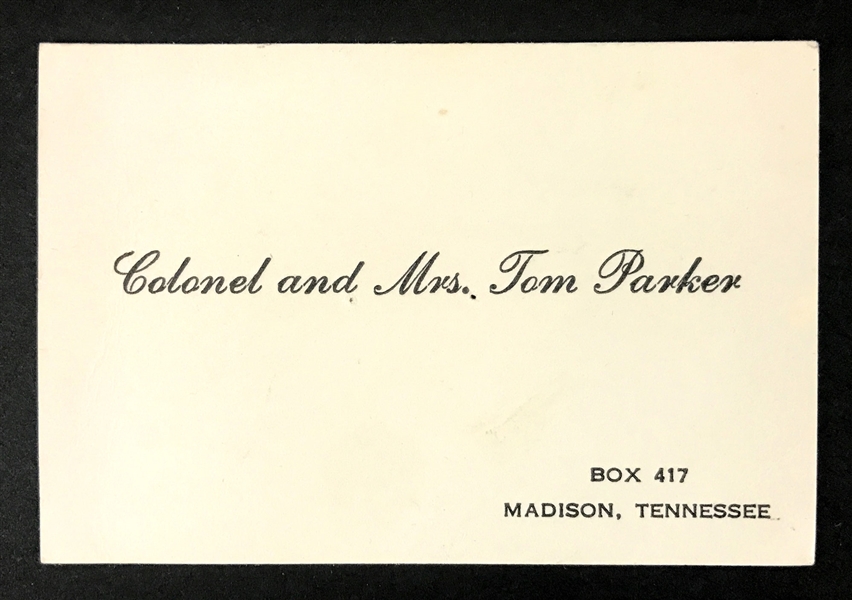 “Col. And Mrs. Tom Parker” Business Cards from the Trude Forsher Files with Two Elvis Presley News Service Photos