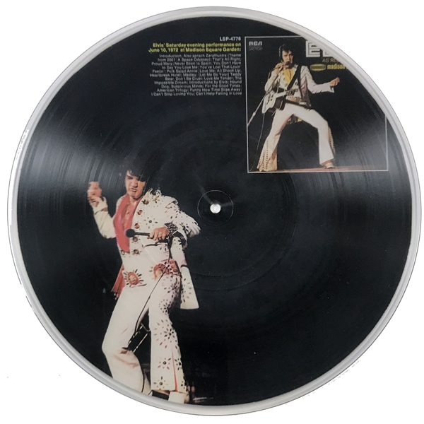 Incredibly Rare 1977 Picture Disc Test Pressing of <em>Elvis: As Recorded at Madison Square Garden</em>  with <em>Aloha from Hawaii Via Satellite</em> Inner Sleeve Artwork!