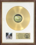 RIAA Gold Record Award for The Beatles 1969 LP <em>Abbey Road</em> - Certified in 1969 - Early White Linen Matte Style