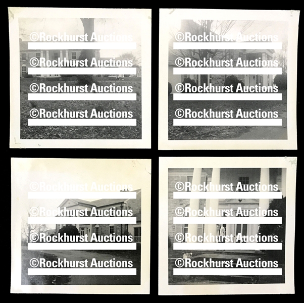 Group of Nine 1950s Photographs of Graceland Including a Photo of Gladys and Vernon Presley in a Movie Theater