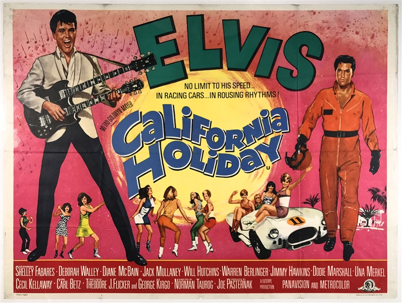 1966 <em>Spinout</em> British Quad Movie Poster Starring Elvis Presley - <em>California Holiday</em>