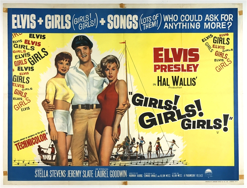 1962 <em>Girls! Girls! Girls!</em> British Quad Movie Poster - Starring Elvis Presley