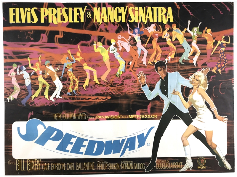 1968 <em>Speedway</em> British Quad Movie Poster Starring Elvis Presley and Nancy Sinatra