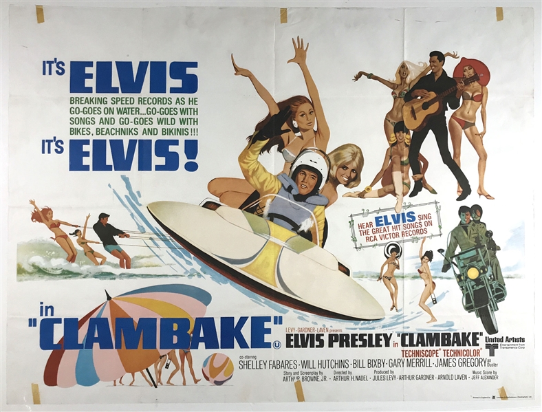 1967 <em>Clambake</em> British Quad Movie Poster – Starring Elvis Presley