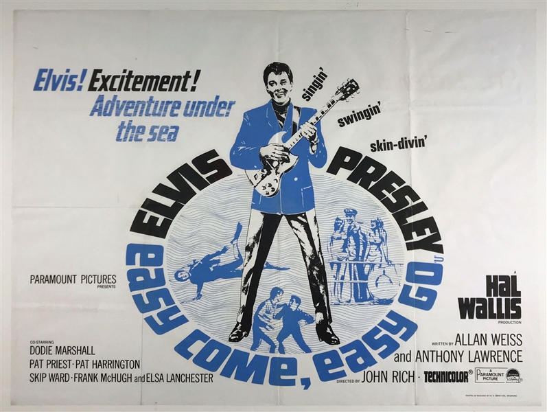 1967 <em>Easy Come, Easy Go</em> British Quad Movie Poster - Starring Elvis Presley