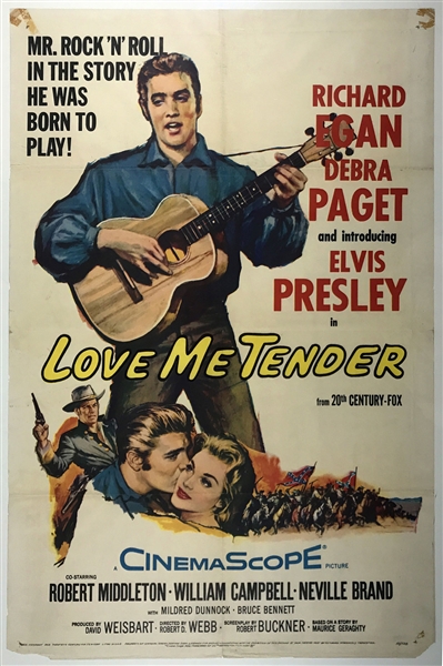1956 <em>Love Me Tender</em> One Sheet Movie Poster – Starring Elvis Presley in His First Film!
