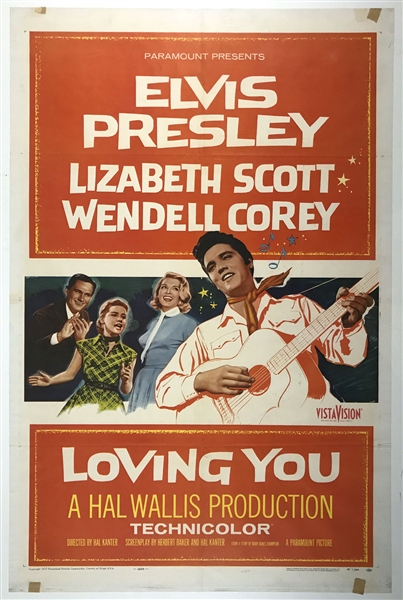 1957 <em>Loving You</em> One Sheet Movie Poster - Starring Elvis Presley