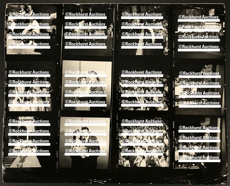 1956 Medium Format Contact Sheet with 12 Images - Elvis Presley On Stage and Backstage at the Olympia Theatre in Miami, Florida in August 1956