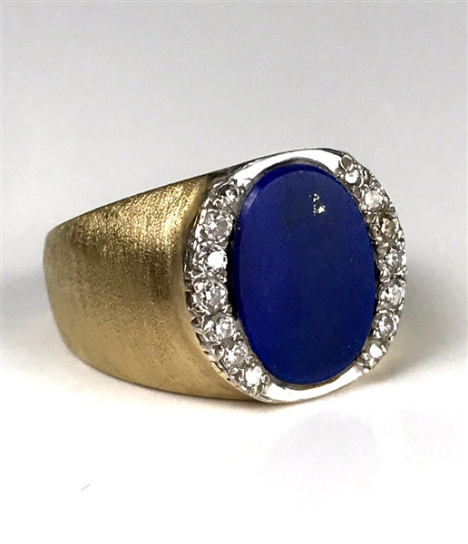 Elvis Presley Owned Gold Ring with Large Lapis Lazuli Stone and 14 Diamonds - Gifted to Joe Esposito – Former Mike Moon Collection