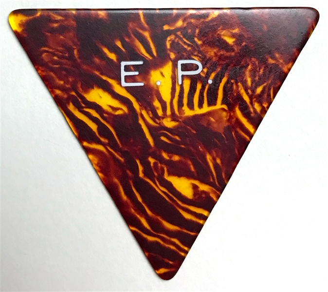 Elvis Presley Owned “E.P.” Faux Tortoiseshell Triangular Guitar Pick with LOA from Graceland