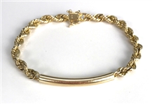 14K Gold ID Bracelet Gifted by Elvis Presley to His Bodyguard Dick Grob