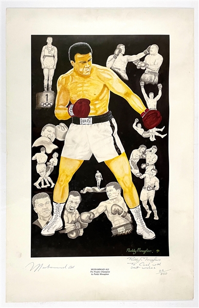 Muhammad Ali Signed Limited Edition Print by Paddy Monaghan (20/850) - “The Peoples Champion”