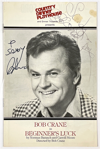 Bob Crane Signed Dinner Theatre Program – One of the Last Autographs He Signed - Also Signed by <em>Hogans Heroes</em> Co-Star Bernard Fox