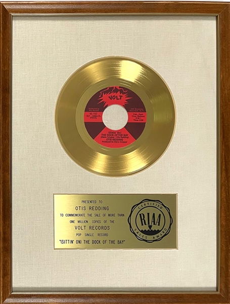 RIAA Gold Record Award for Otis Reddings 1968 Single “(Sittin On) The Dock of the Bay” - Certified in 1968 White Linen Matte Style
