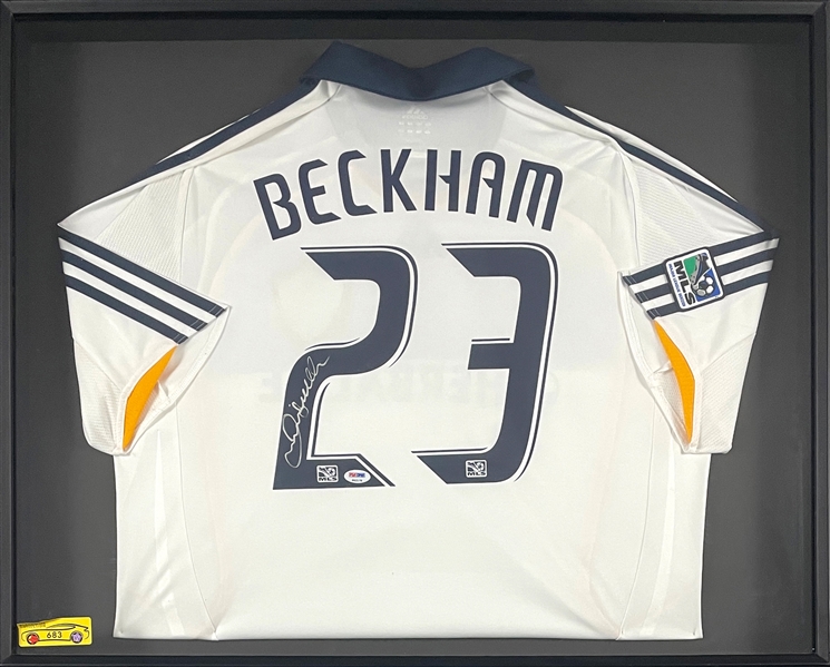 David Beckham Signed LA Galaxy MLS Jersey in Framed Display