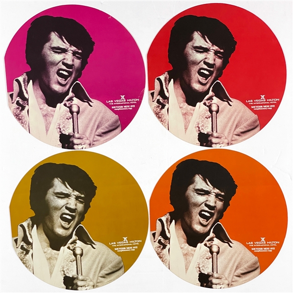 Four 1972 Las Vegas Hilton Elvis Presley Souvenir Menus (All Four Colors) - with Graceland Authenticated LOA