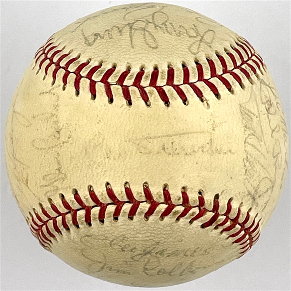 1970 Cubs Team Signed Baseball with 25 Signatures Incl. Ernie Banks and Manager Leo Durocher on the Sweet Spot