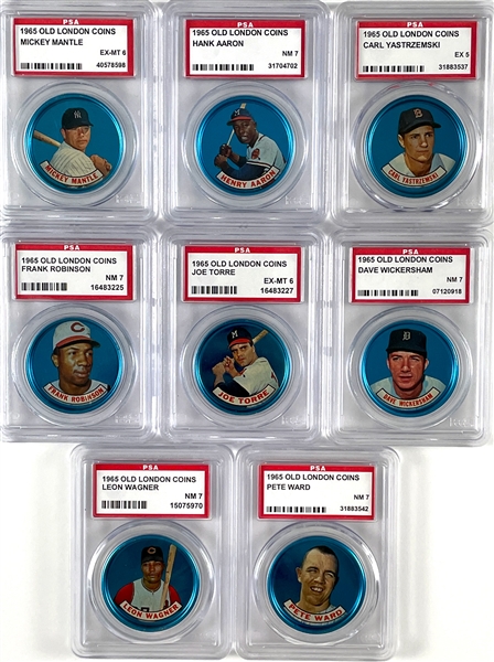 1965 Old London Coins Group of Eight PSA Graded Examples Including Mickey Mantle