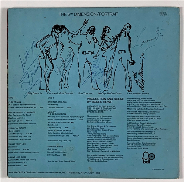 The 5th Dimension Band-Signed 1970 LP "Portrait" with Billy Davis, Jr. and Marilyn McCoo (4 Signatures)