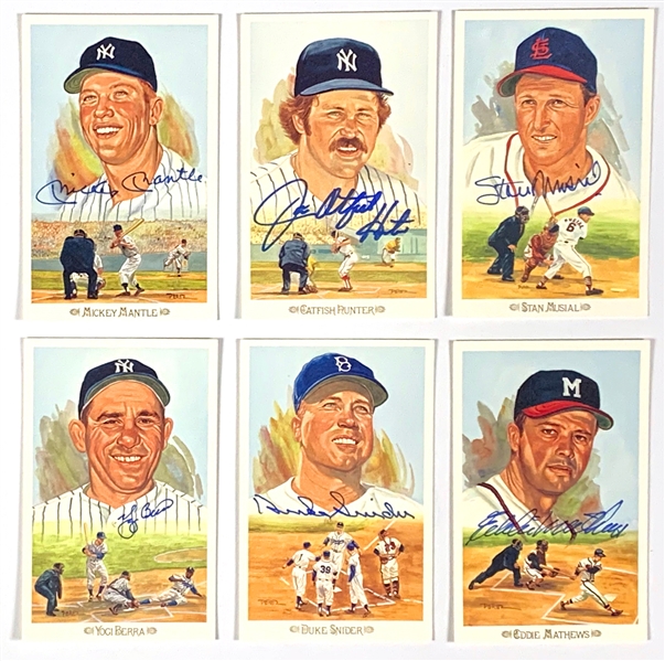 1989 Perez Steele Complete Set with 20 Signed Cards Incl. Mickey Mantle, Catfish Hunter, Stan Musial Plus 15 Signatures in the “Celebration” Booklet