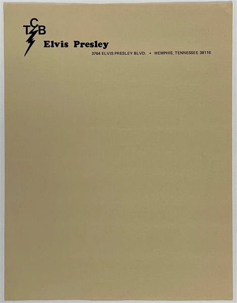 1970 Elvis Presley’s “TCB” Letterhead Obtained from his Cousin Harold Loyd - An Early Version of the Famous Stationery