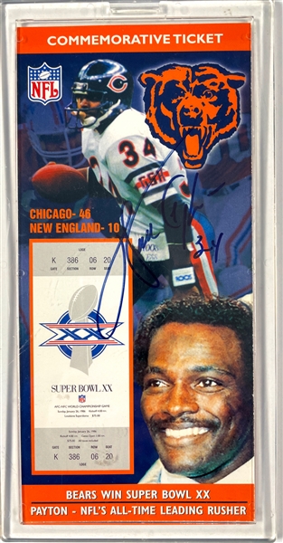 Walter Payton Signed Limited Edition Super Bowl XX Commemorative Ticket