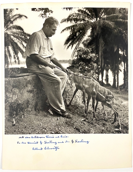 Dr. Albert Schweitzer Signed and Inscribed 11 x 14 inch Photograph