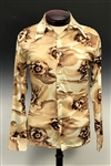 Elvis Presley Owned Flower Pattern High Collar Long Sleeve Button Down Shirt - Gifted to His Cousin Patsy Presley