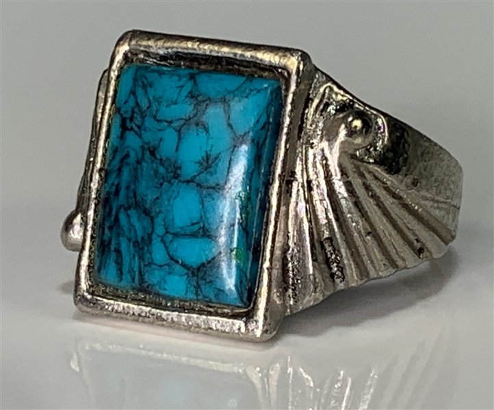Elvis Presley Owned Very Large “Eagle Eye” Sterling Silver Ring with Large Turquoise Stone – Gifted to His Cousin Patsy Presley