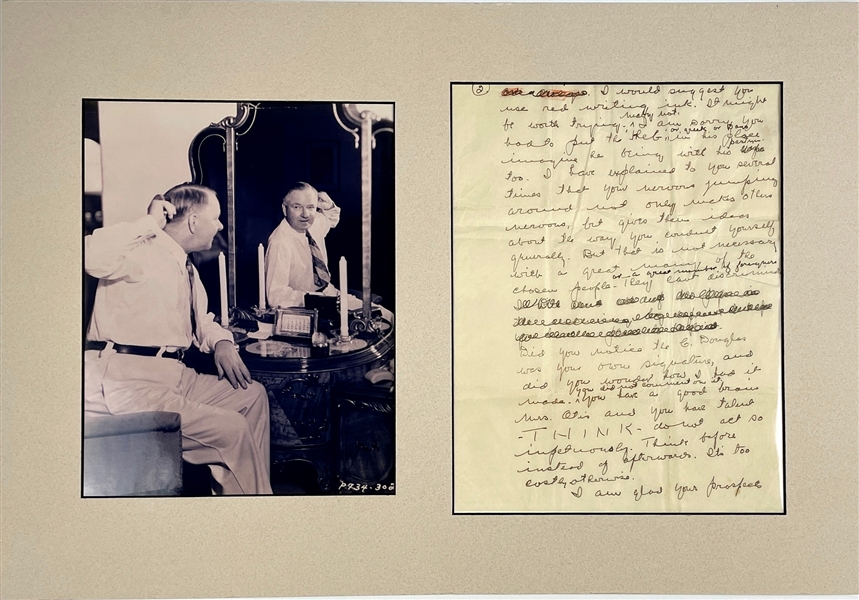 W. C. Fields Handwritten Letter Page to His Mistress Carlotta Douglas (Actress Carlotta Monti) Plus His Universal Pictures Studio Dressing Room Key