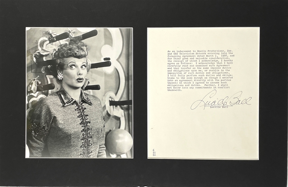 1966 Lucille Ball Signed Agreement with CBS Television for <em>The Lucy Show</em> Plus Sample of Her Iconic Red Hair Dye!