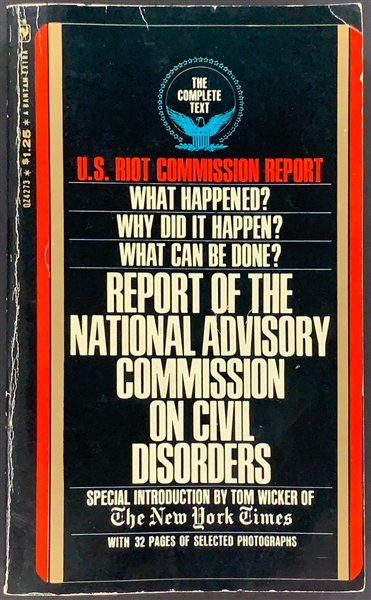 Elvis Presleys Personally-Owned Copy of the 1968 Book <em>U.S. Riot Commission Report</em> with Underlined Passages Given to His Cousin Patsy Presley