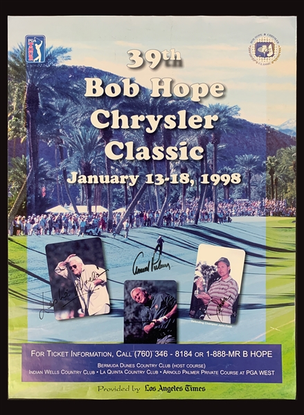 1998 Bob Hope Chrysler Classic Poster Signed By Arnold Palmer, John Cook and Actor Leslie Nielsen (BAS)