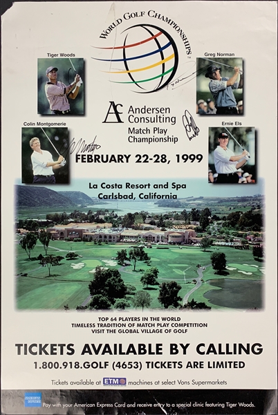1999 World Golf Championship Poster Signed by Tiger Woods, Greg Norman, Ernie Els and Colin Montgomerie (BAS)