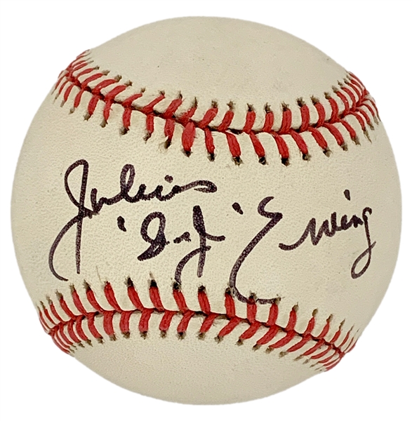 Julius “Dr. J.” Erving (NBA Hall of Famer) Single Signed Baseball (BAS)