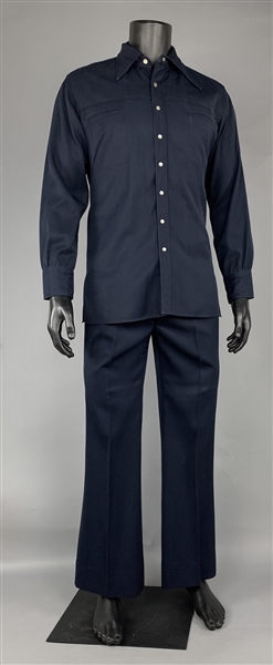 1970s WS “Fluke” Holland Stage-Worn “Nudies” Deep Blue Two-Piece Suit – Worn Performing with Johnny Cash