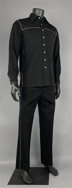 1970s WS “Fluke” Holland Stage-Worn “Nudies” Black and Gold Two-Piece Suit – Worn Performing with Johnny Cash