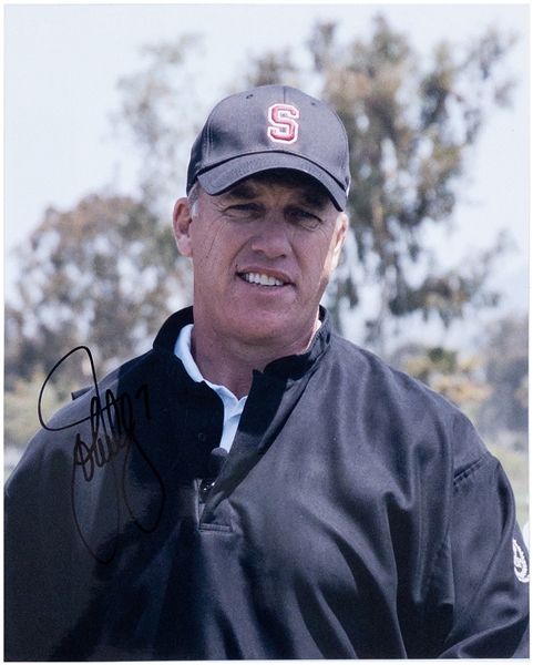 John Elway Signed 8 x 10 Photo – Wearing Stanford University Hat! (BAS)