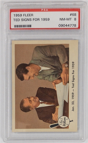 1959 Fleer Ted Williams #68 "Ted Signs for 1959"  -  PSA NM-MT 8
