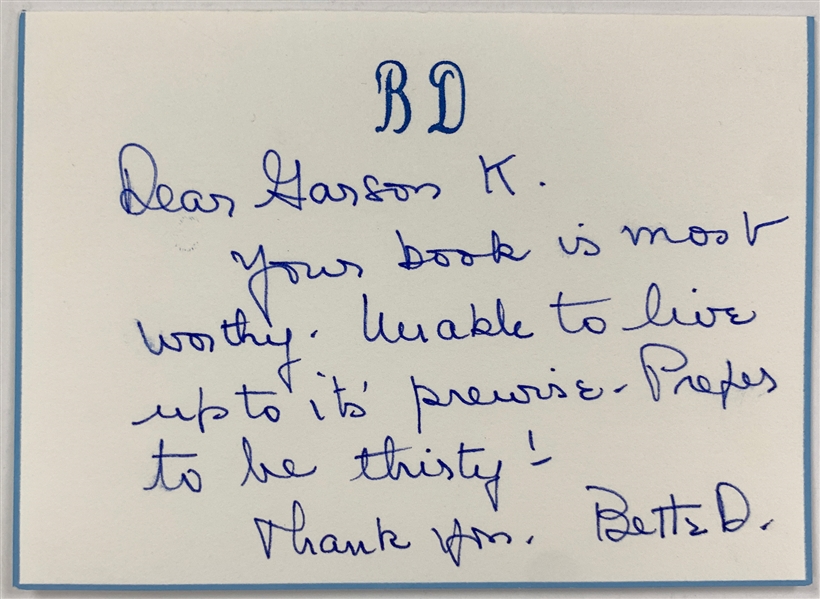 Bette Davis Signed Handwritten Note on Her Personal Stationery (BAS)