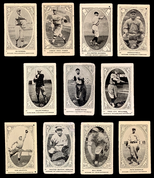 1922 V61 Neilsons Chocolate Type 1 Collection of 11 – Tougher Thin Stock Variety - Incl. HOFers Red Faber and Ed Roush