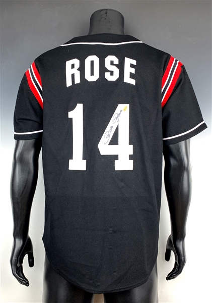 Pete Rose Signed BLACK Cincinnati Reds Jersey (BAS)