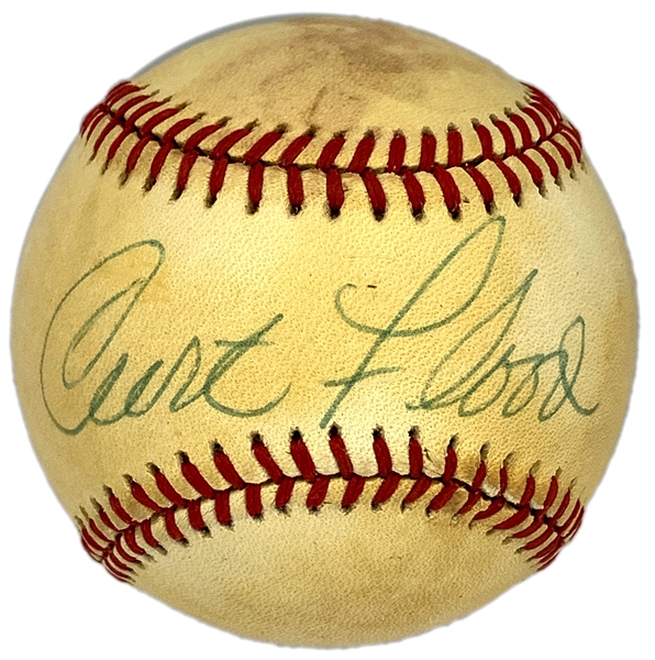 Curt Flood Single Signed Baseball (BAS)