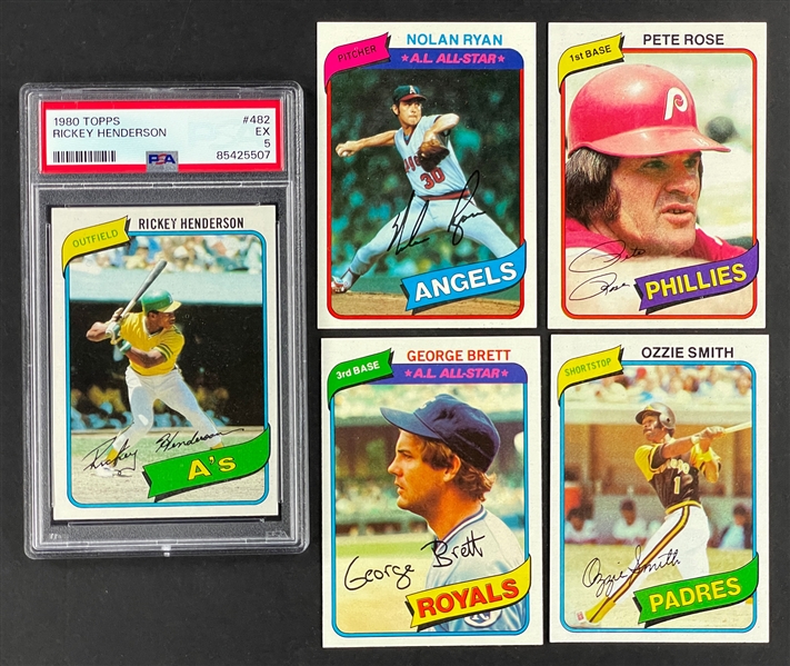 1980 Topps Baseball Complete Set (726) with #482 Rickey Henderson PSA EX 5