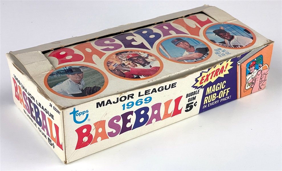 1969 Topps Baseball 5-Cent Display Box - "EXTRA! Magic Rub-Off" Variation 