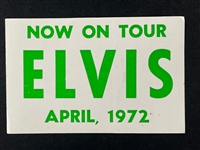 1972 "ELVIS NOW ON TOUR APRIL 1972" Backstage Pass - Green Variation