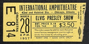 1957 Elvis Presley Ticket Stub for "Gold Lamé" Chicago Amphitheatre Concert on March 28, 1957 - Nearly Full Ticket!